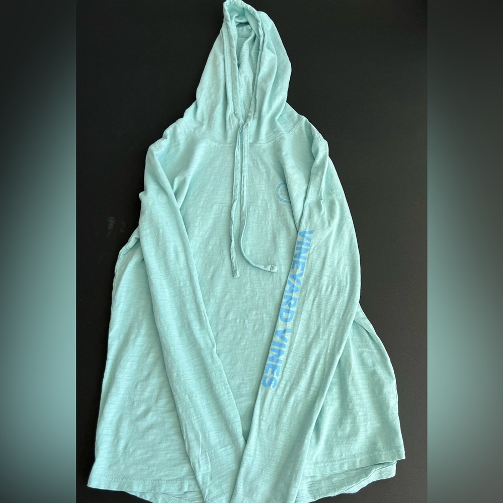 Vineyard Vines long sleeve hooded slub knit fabric previously loved S mint/blue - Picture 7 of 8